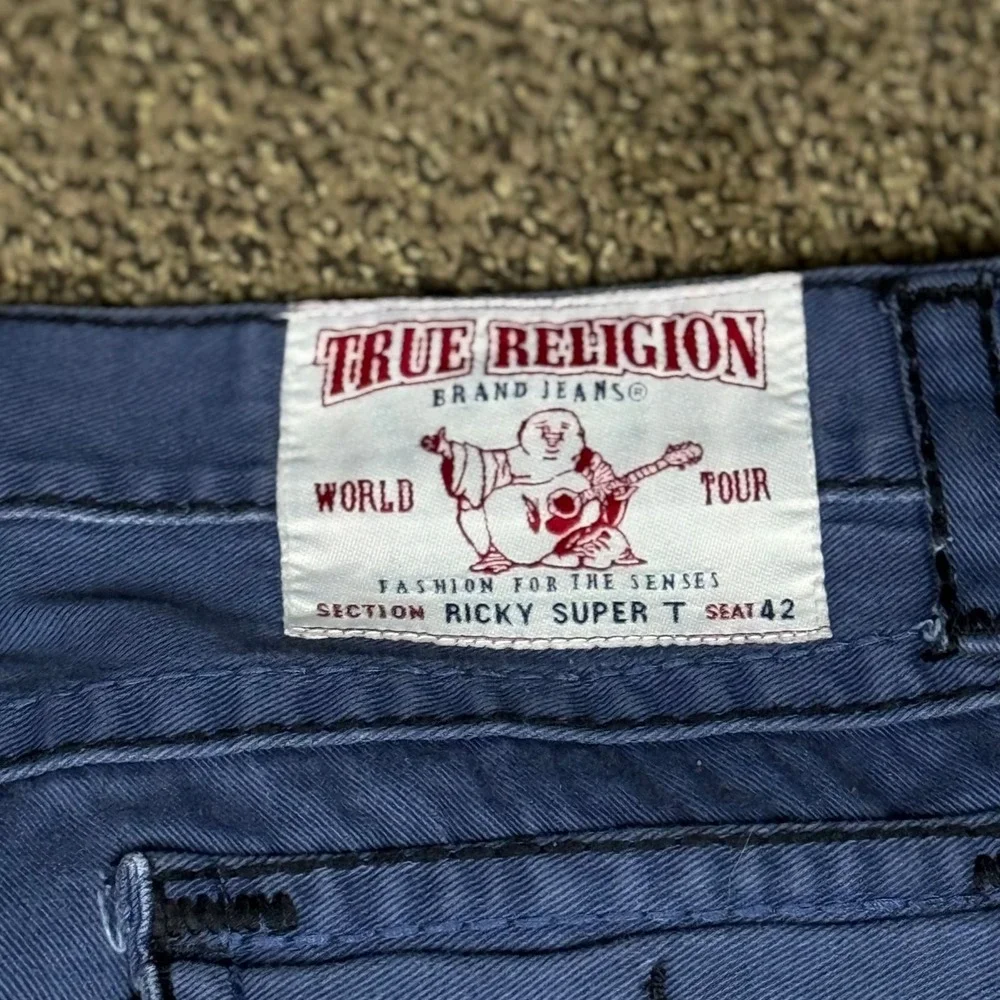 True Religion Blue Straight Leg‎ Jeans, Men's Size 32, Iconic Stitching